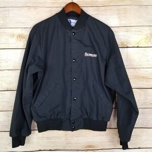 Vintage Dunbrooke Jacket SZ M Black Snap Front Long Sleeve Silverado Embroidered